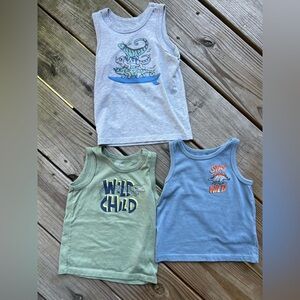 3 Garanimals 18M Dinosaur Tank Tops - Gray, Green, Blue